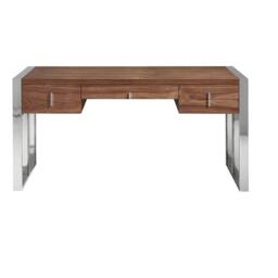 Angel Cerda Walnut Veneer Desk with Chromed Steel Legs & 4 in Brown - thumbnail 2