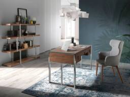 Angel Cerda Walnut Veneer Desk with Chromed Steel Legs & 4 in Brown - thumbnail 4