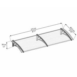 Palram Patio Cover Neo Door Awning Canopy 2700 Twinwall - L273 cm - Grey - thumbnail 4