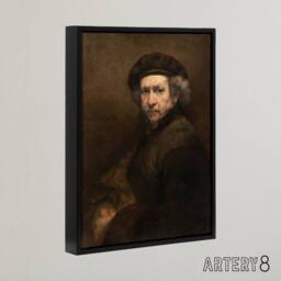 "Artery8 Rembrandt Self Portrait Framed Canvas Wall Art Print in Grey - Size: W18"" x H24""" - thumbnail 2