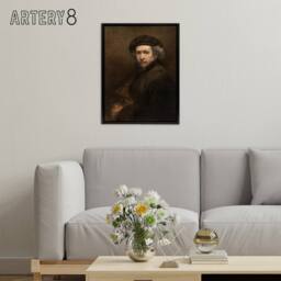 "Artery8 Rembrandt Self Portrait Framed Canvas Wall Art Print in Grey - Size: W18"" x H24""" - thumbnail 3