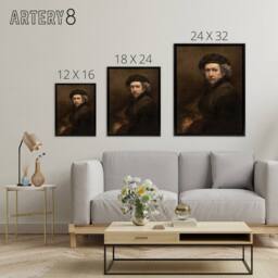 "Artery8 Rembrandt Self Portrait Framed Canvas Wall Art Print in Grey - Size: W18"" x H24""" - thumbnail 4
