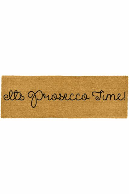 Artsy Mats It's Prosecco Time Patio Doormat in Black - Size: 40 cm x 120 cm