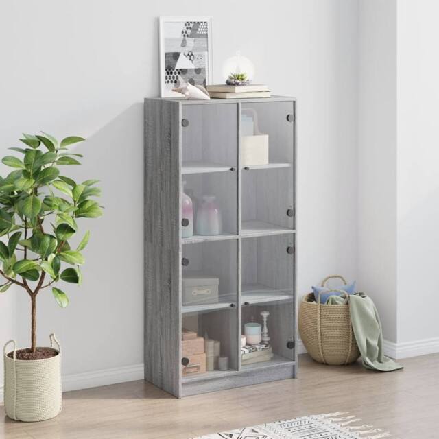 Berkfield Home Highboard with Doors Grey Sonoma 68x37x142 cm Engineered Wood - Size: 68 x 37 x 142 cm - image 1