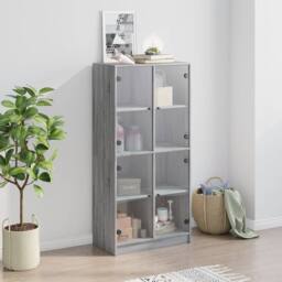 Berkfield Home Highboard with Doors Grey Sonoma 68x37x142 cm Engineered Wood - Size: 68 x 37 x 142 cm - thumbnail 1