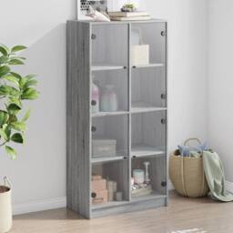 Berkfield Home Highboard with Doors Grey Sonoma 68x37x142 cm Engineered Wood - Size: 68 x 37 x 142 cm - thumbnail 2