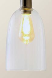 ValueLights Kira Glass Cloche Dome 3 Drop Bar Diner Ceiling Pendant Light & Bulbs in Silver - thumbnail 4