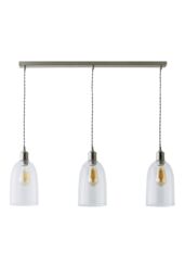 ValueLights Kira Glass Cloche Dome 3 Drop Bar Diner Ceiling Pendant Light & Bulbs in Silver - thumbnail 6