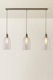 ValueLights Kira Glass Cloche Dome 3 Drop Bar Diner Ceiling Pendant Light & Bulbs in Silver - thumbnail 3