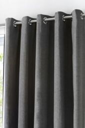 Fusion 'Sorbonne' 100% Cotton Light Filtering Plain Dyed Eyelet Curtains in Charcoal - Size: 229 cm width x 229 cm drop - thumbnail 2