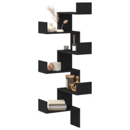 Berkfield Home Wall Corner Shelf Black Oak 45x45x147 cm Engineered Wood - Size: 45 x 45 x 147 cm - thumbnail 3