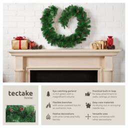 tectake Christmas Garland With Lifelike Needles, Pine Cones & Berries, 2, 7M - thumbnail 2