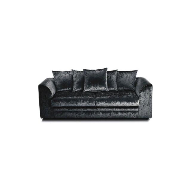 Furniture 786 Bella Crushed Velvet 3 Seater Sofa in Black - image 1