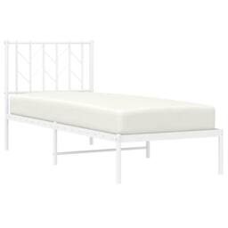 Berkfield Home Metal Bed Frame without Mattress with Headboard White 75x190cm - Size: 75x190 cm - thumbnail 3