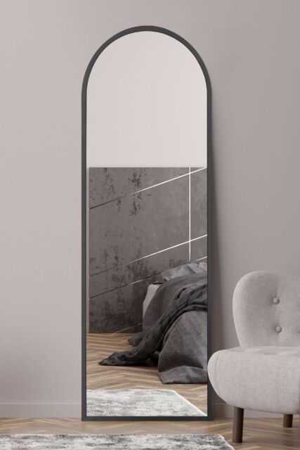 "MirrorOutlet Black Framed Arched Leaner/Wall Mirror 71"" X 24"" (180CM X 60CM) - Size: 1 Pack" - image 1