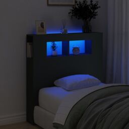 Berkfield Home LED Headboard Black 100x18.5x103.5 cm Engineered Wood - thumbnail 1