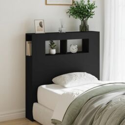 Berkfield Home LED Headboard Black 100x18.5x103.5 cm Engineered Wood - thumbnail 4