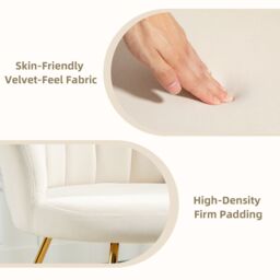 HOMCOM Accent Chair, Velvet Armchair with Lotus Backrest, Steel Legs, Cream - thumbnail 5