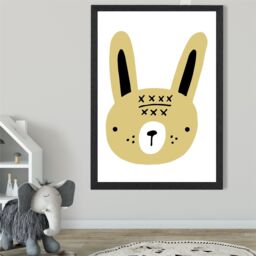 ARTZE Cute Yellow Rabbit Scandi Animal Framed Print SIZE: A3 with Black Frame - Size: A4 - thumbnail 2