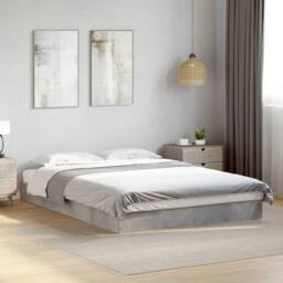 Berkfield Home Modern Bed Frame without Mattress Concrete Grey 140x200 cm - thumbnail 2