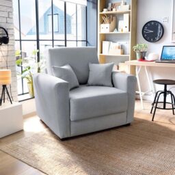 Abakus Direct Olly Linen Single Sofa Bed in Light Grey