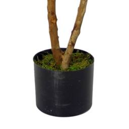 Leaf Artificial Ficus Tree Plant 100cm Luxury Ruscus 100cm Real Wood Trunk Botanik in Green - thumbnail 2