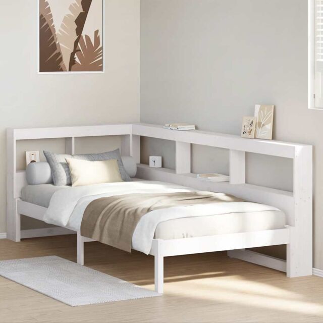 Berkfield Home Bookcase Bed without Mattress White 75x190 cm Small Single Solid Wood Pine - image 1