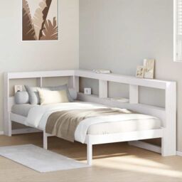 Berkfield Home Bookcase Bed without Mattress White 75x190 cm Small Single Solid Wood Pine - thumbnail 1