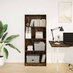 Berkfield Home Bookcase Smoked Oak 60x24x143 cm Engineered Wood in Brown - Size: 60 x 24 x 143 cm - thumbnail 3