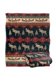 JQ Licensing Jl-Jp Moose & Canoe Pattern Silky Touch Super Soft Throw Blanket 152 X 127 cm in White - thumbnail 2