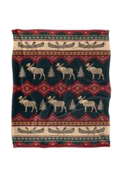 JQ Licensing Jl-Jp Moose & Canoe Pattern Silky Touch Super Soft Throw Blanket 152 X 127 cm in White