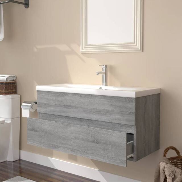 Berkfield Home Sink Cabinet with Built-in Basin Grey Sonoma Engineered Wood - image 1