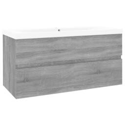 Berkfield Home Sink Cabinet with Built-in Basin Grey Sonoma Engineered Wood - thumbnail 4