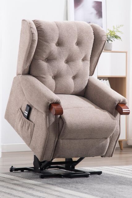 More4Homes Harrogate Dual Motor Electric Rise Recliner Fabric Lift Riser Chair in Brown - image 1