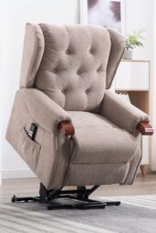 More4Homes Harrogate Dual Motor Electric Rise Recliner Fabric Lift Riser Chair in Brown