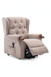 More4Homes Harrogate Dual Motor Electric Rise Recliner Fabric Lift Riser Chair in Brown - thumbnail 2