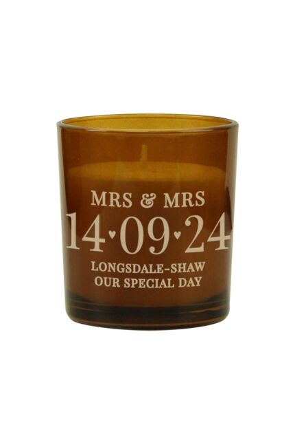 Personalised Memento Company Personalised Special Date Amber Glass Candle - image 1
