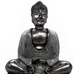 KDMD White & Grey Buddha Statue - Hand-Painted Resin Meditation Decor - thumbnail 2