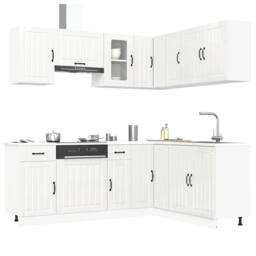Berkfield Home Elegant 11 Piece Kitchen Cabinet Set Lucca Gloss White Engineered Wood - thumbnail 2