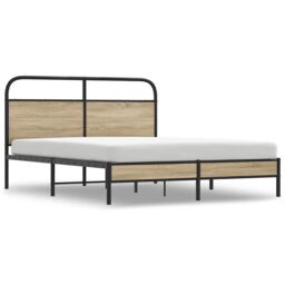 Berkfield Home Bed Frame Without Mattress 150x200 cm Smoked Oak Engineered Wood in Brown - thumbnail 2
