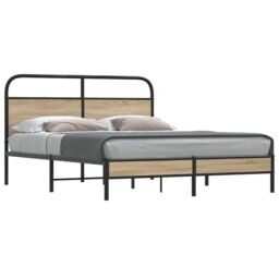 Berkfield Home Bed Frame Without Mattress 150x200 cm Smoked Oak Engineered Wood in Brown - thumbnail 1