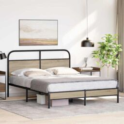 Berkfield Home Bed Frame Without Mattress 150x200 cm Smoked Oak Engineered Wood in Brown - thumbnail 4