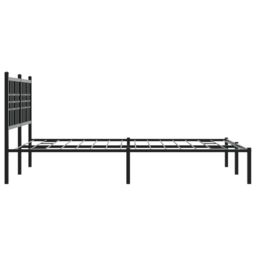 Berkfield Home Metal Bed Frame without Mattress with Headboard Black 120x200cm - Size: Small Double - thumbnail 5