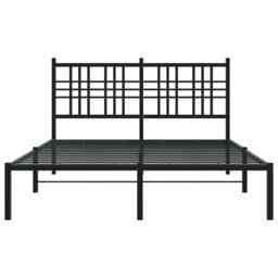 Berkfield Home Metal Bed Frame without Mattress with Headboard Black 120x200cm - Size: Small Double - thumbnail 4