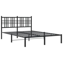Berkfield Home Metal Bed Frame without Mattress with Headboard Black 120x200cm - Size: Small Double - thumbnail 3