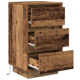 Berkfield Home Durable Bedside Cabinet with LED Lights¬†Old Wood 38x34x65 cm - Size: 38 x 34 x 65 cm - thumbnail 6