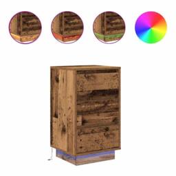 Berkfield Home Durable Bedside Cabinet with LED Lights¬†Old Wood 38x34x65 cm - Size: 38 x 34 x 65 cm - thumbnail 3