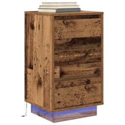 Berkfield Home Durable Bedside Cabinet with LED Lights¬†Old Wood 38x34x65 cm - Size: 38 x 34 x 65 cm - thumbnail 5