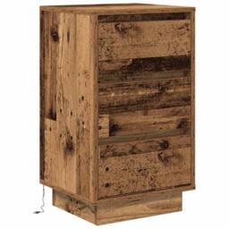 Berkfield Home Durable Bedside Cabinet with LED Lights¬†Old Wood 38x34x65 cm - Size: 38 x 34 x 65 cm - thumbnail 1