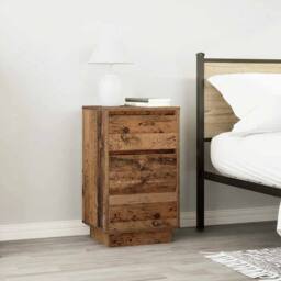 Berkfield Home Durable Bedside Cabinet with LED Lights¬†Old Wood 38x34x65 cm - Size: 38 x 34 x 65 cm - thumbnail 4